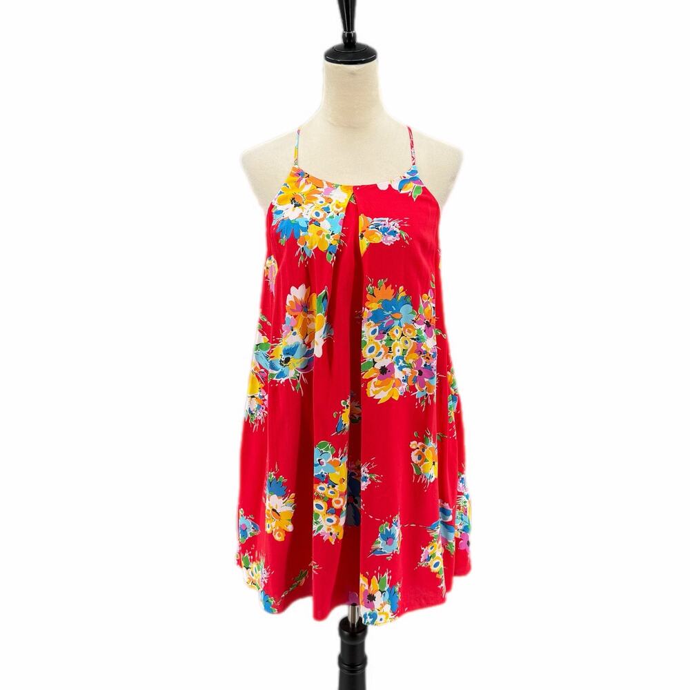 Polo Ralph Lauren Youth Girls Red Floral Sleeveless Racerback Mini A-line Dress